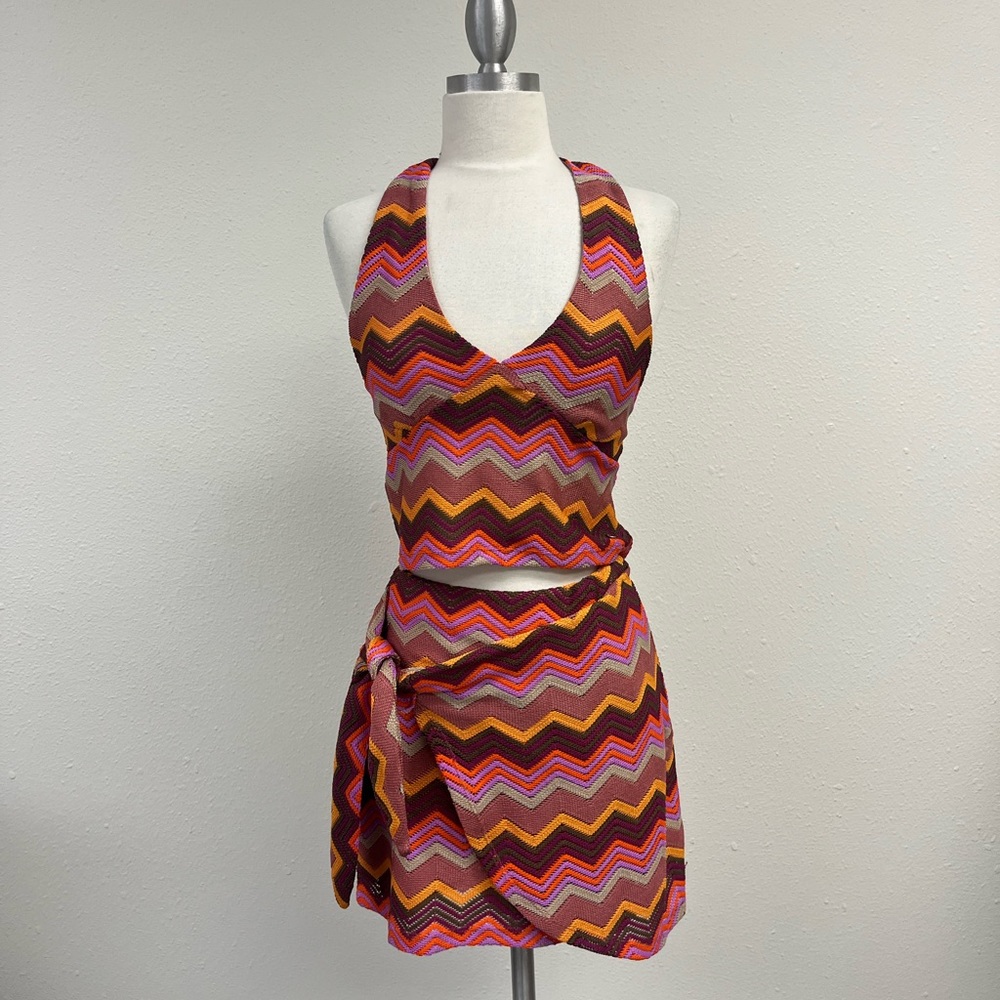 GROOVY Halter Top and Wrap Skirt Set, Never Worn